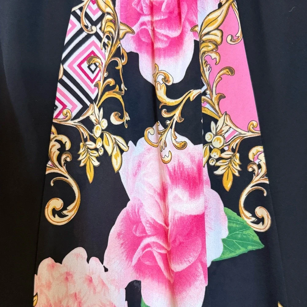 Floral Black and Pink Women's Top size XS - Picture 7 of 9